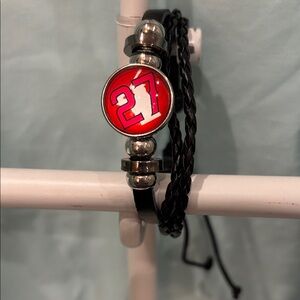 Red and Black Braided Bracelet with Number 27‎